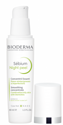 BIODERMA product photo, Sebium Night Peel 40ml, night care for acne prone skin