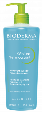 BIODERMA product photo, Sebium Gel moussant 500ml, shower foaming gel for oily skin